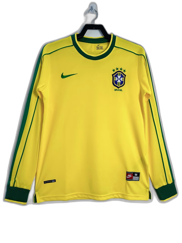 Camisa Brasil Casa 1998 - Manga longa(Retrô)