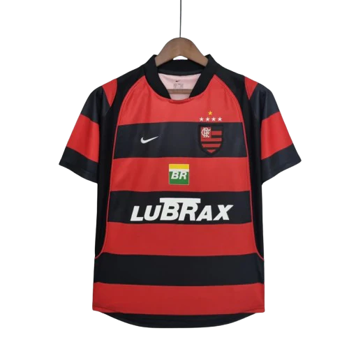 Camisa Retrô Flamengo I 2001/02 Masculina Torcedor Vermelha e Preta